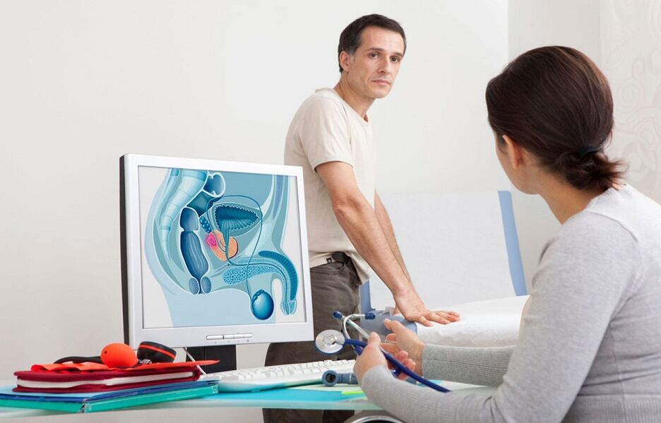 De arts diagnosticeert prostatitis op basis van anamnese, instrumenteel onderzoek en tests